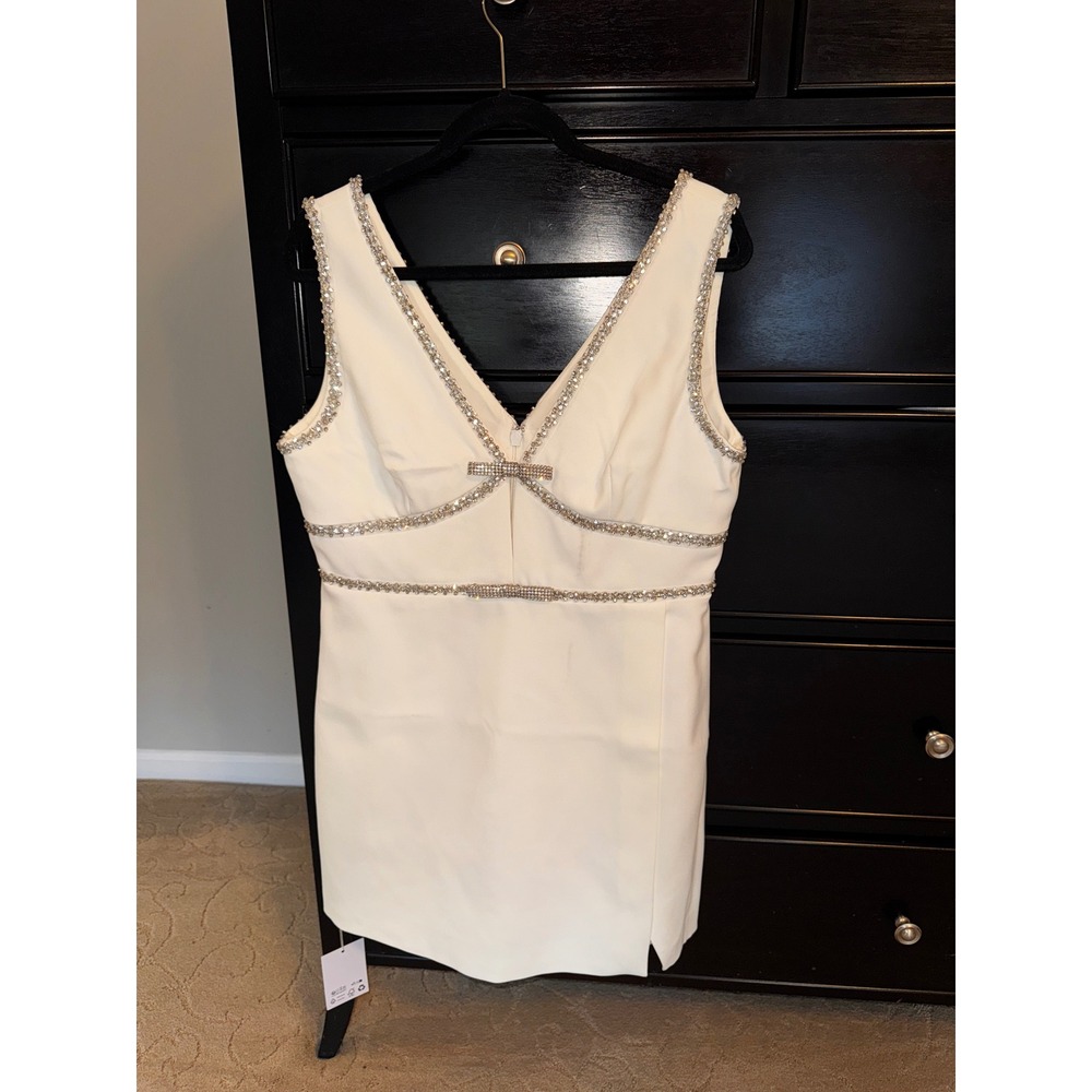 Self Portrait Mini Dress Sleeveless Rhinestone Detail Party Cocktail NWT - Picture 6 of 13